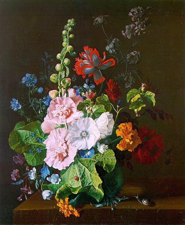 Jan van Huysum Hollyhocks and other Flowers in a Vase France oil painting art